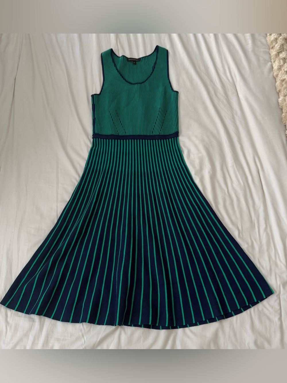 Banana Republic Navy and Teal Striped Fit-and-Flare Dress size XS